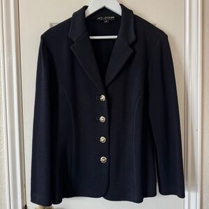 St. John Collection Black Knit Blazer Jacket Size 12 | Signature Buttons